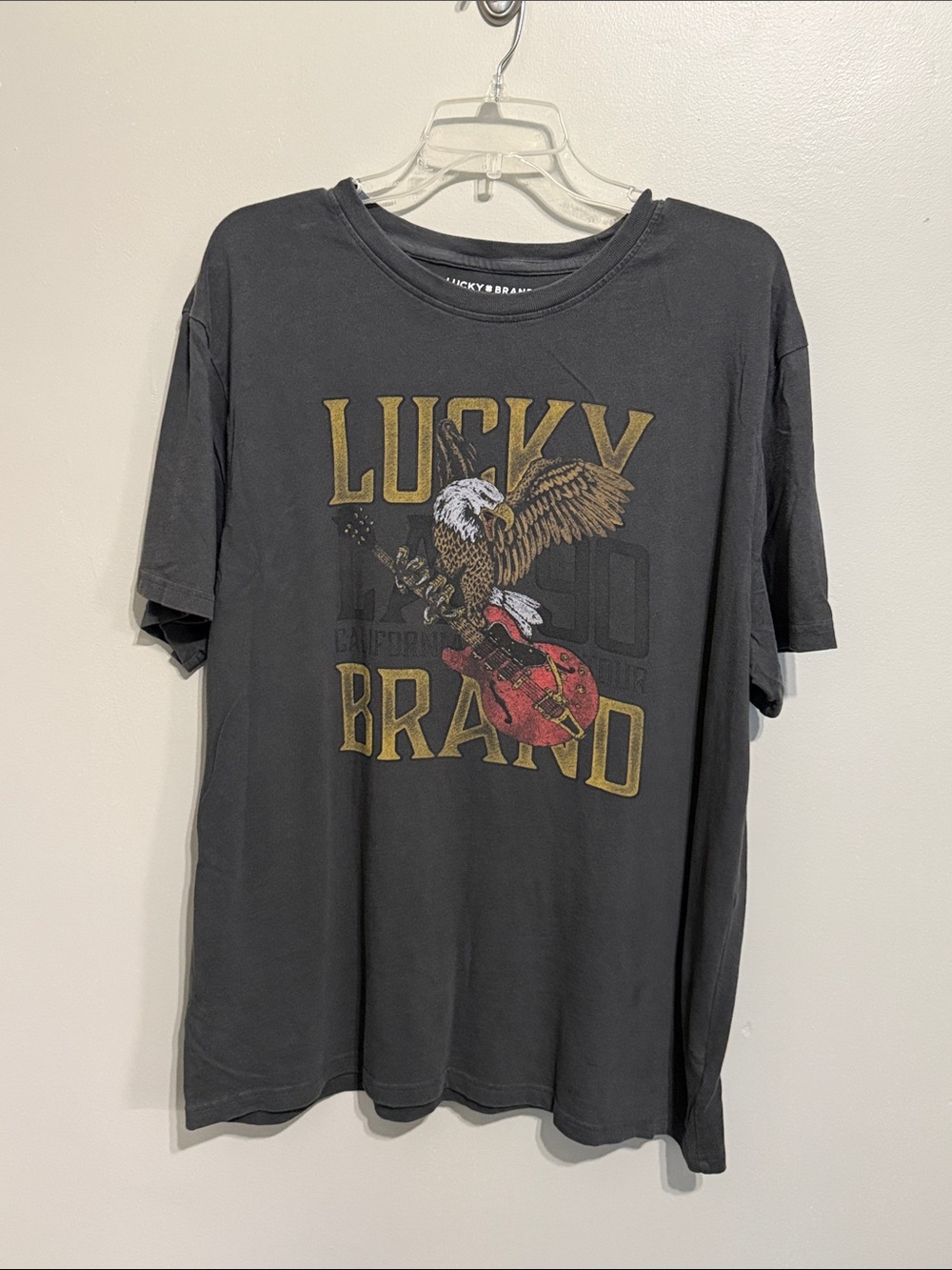 Lucky Brand Black Graphic Eagle & Guitar Tee